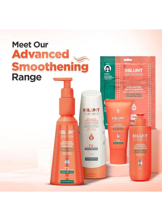 Bblunt Advanced Smoothening Kit | Shampoo - 300 ml + Conditioner - 250 g + Heat Hair Spa Mask - 70 g | Gently Cleanses | Makes Hair Frizz-Free & Straight | Adds Spectacular Shine - Image 4